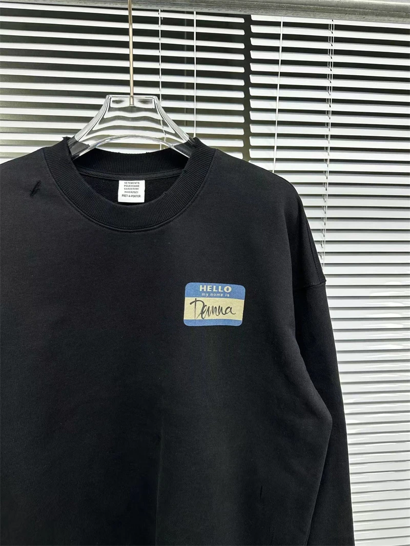 

Vetements destroys casual sweatshirts for men and women 1:1 high quality heavy fabric VTM crewneck hoodies