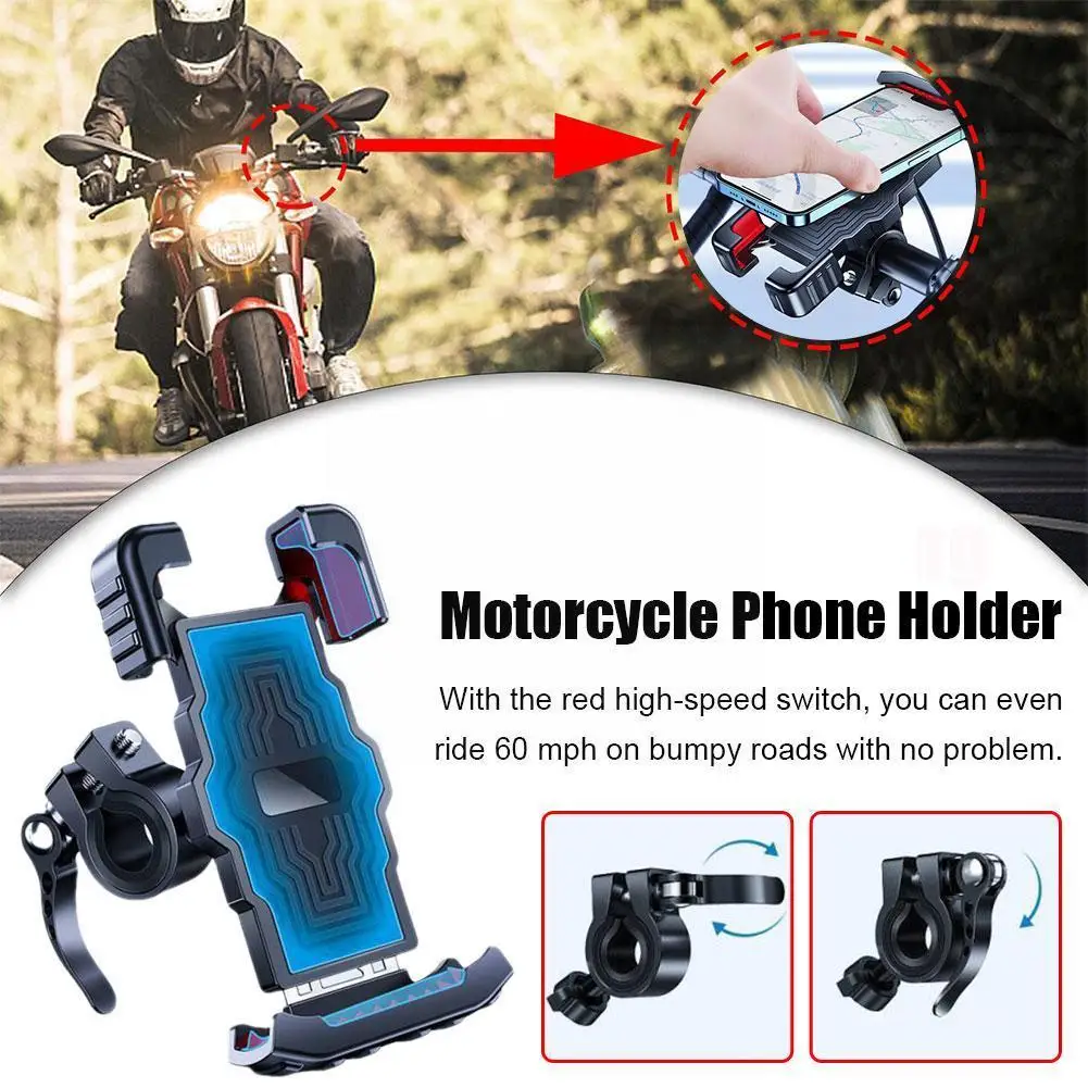

Motorcycle Bike Phone Holder Mount,15s One-Push Quickly Install,1s Automatically Lock & Release,Widely for phone4.7"-7'' S8N9