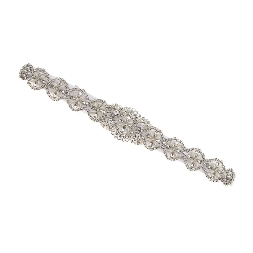 

Clear Rhinestone Pearls Sash Wedding Bridal Dress Belt Party Accessories