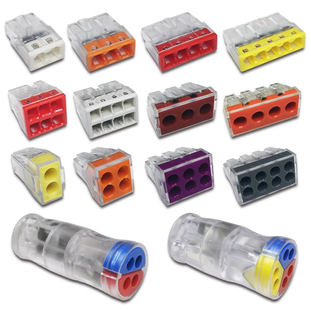 Wire Connectors 102/104/106/108 Compact Mini Fast Wiring Cable Conector For Junction Box Conductors Push-in Terminal Block |
