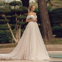 verngo a line dotted tulle applique lace wedding dresses with detachable long sleeves off the shoulder modern bridal gowns