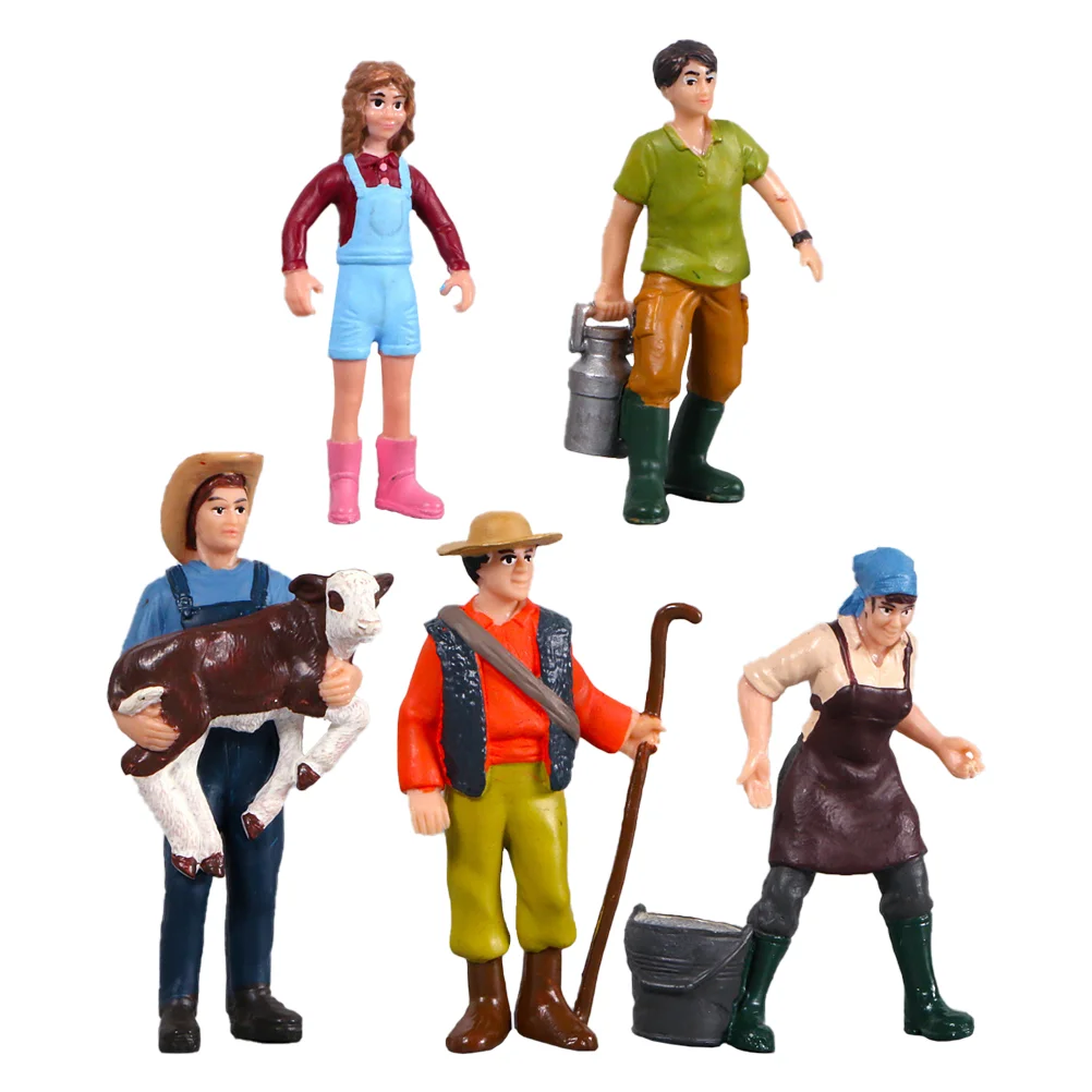 

People Figures Farm Farmer Figurines Modelplastic Scale Painted Kids Miniature Toys Layout Figure Family Playset Props Keeper