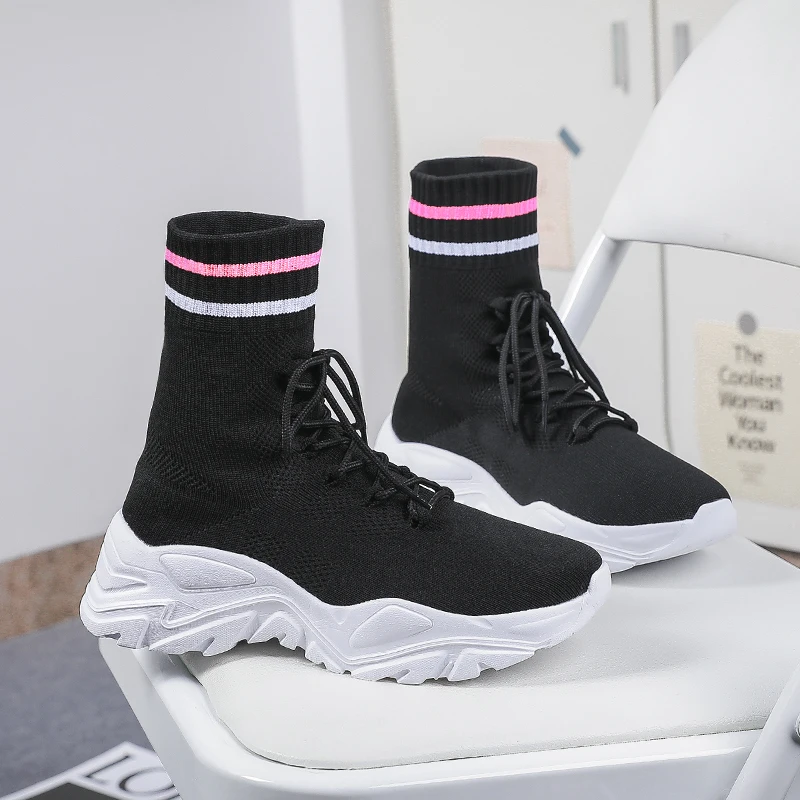 STRONGSHEN Women's Shoes Couple Flying Woven Socks Shoes Non-slip Wear-resistant Comfortable Light Bottom