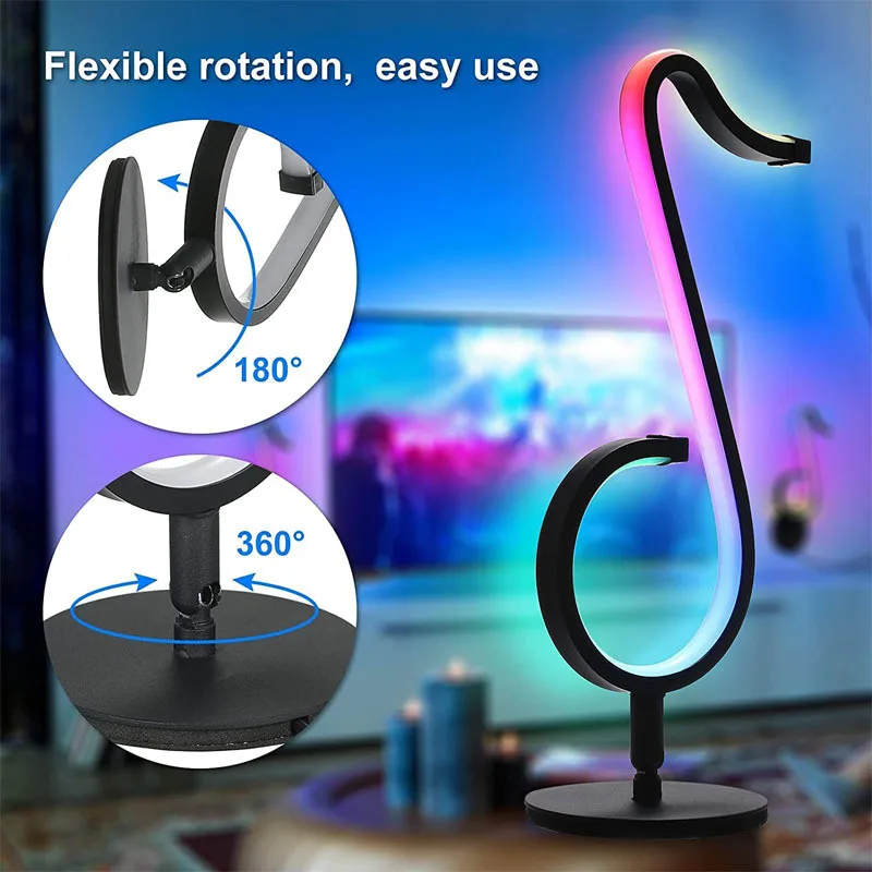 

Smart LED Desk Lamp with Bluetooth, Dimmable Atmosphere Light, Night Light & Music Note Lights for Parties, Live Events