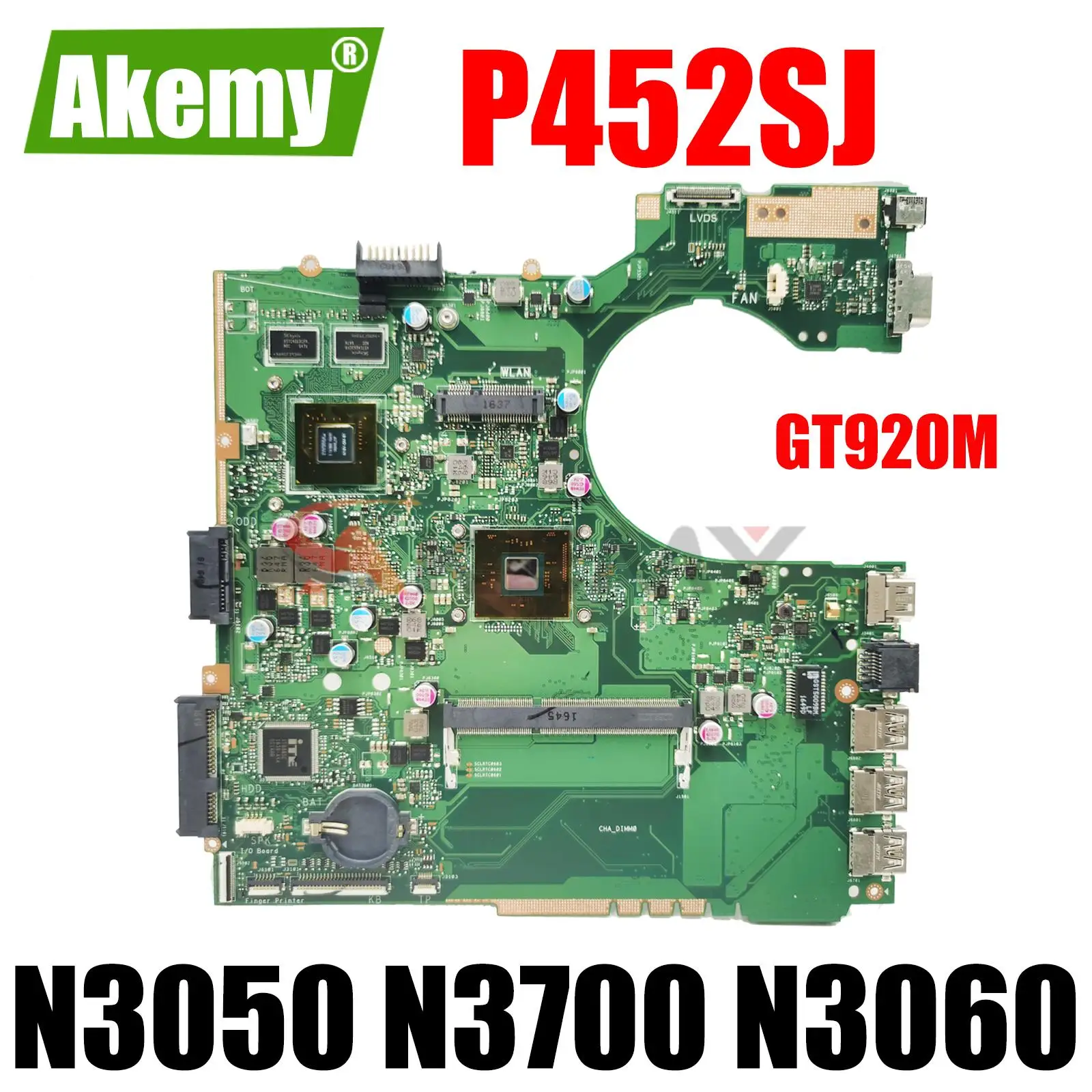 

Материнская плата для ноутбука P452S Материнская плата ASUS PRO P452SJ P452SA RPO452S 452S с N3050 N3700 N3060 DDR3L