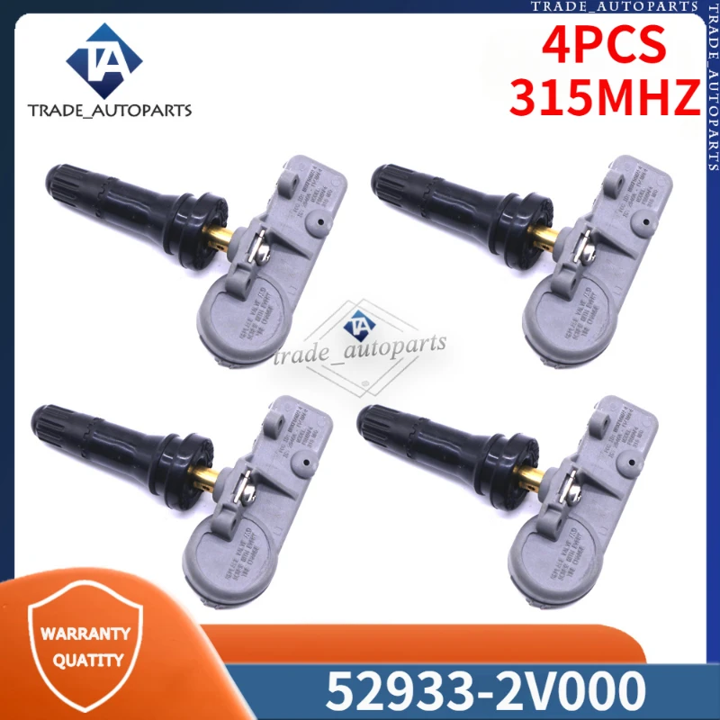 52933-2V000 Автомобильный датчик давления в шинах 4 шт. для 2012-2017 Hyundai Veloster 315 МГц TPMS стандартная система мониторинга давления 529332V000
