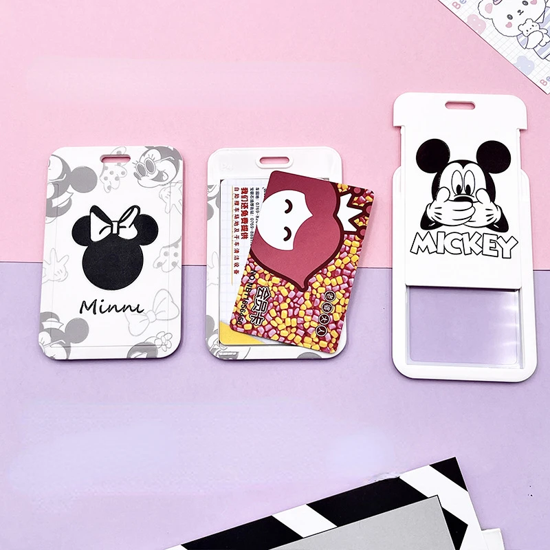 Disney Identification Card Holder Minnie Mouse Campus Hanging Neck Long Rope Kawaii Black and White Protector |