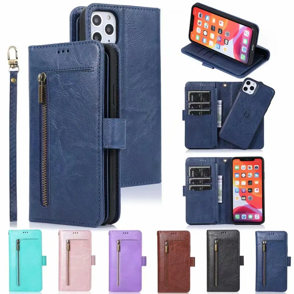 

Съемный кожаный чехол для iPhone 11 Pro Max 13 12 Pro XR XS Max X SE2 Магнитный чехол-бумажник для iPhone 8 Plus 7