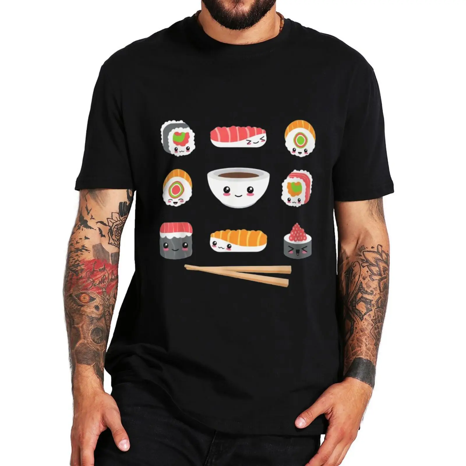 

Забавная футболка с японской едой суши милые суши влюбленные манга футболки повседневные хлопковые унисекс высококачественные мягкие фут...