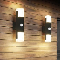 20w outdoor up down led wall lamps waterproof acrylic pir motion sensor wall light garden porch stair aisle wall sconce