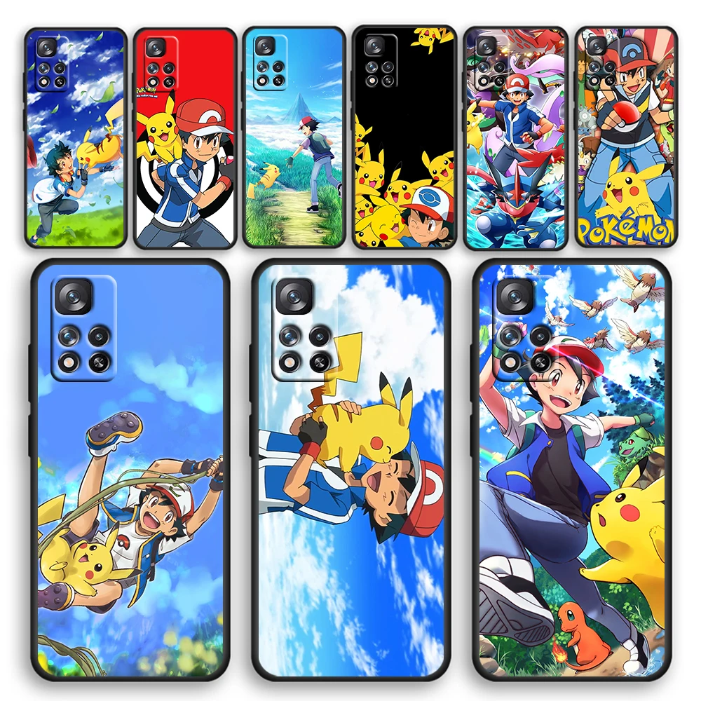 

Hot Anime Cartoon Pikachu for Xiaomi Redmi Note 11 10 10S 9T 9 9Pro Max 8T 8Pro 7 6 5 Pro 4X Silicone Soft Black Phone Case Capa