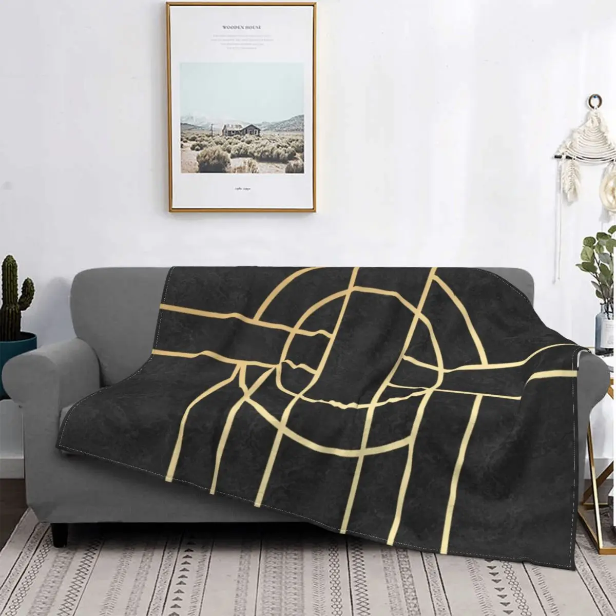 

Art Deco Black Marble Blankets Flannel Decoration Geometric Multifunction Soft Throw Blanket for Sofa Car Bedding Throws