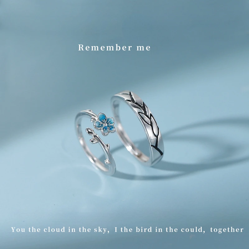 

Vintage Delicate Handmade Flower Couple Rings Bohemian Don't Forget ove Mushroom Ring For Women Men Best Wedding Birthday Gift