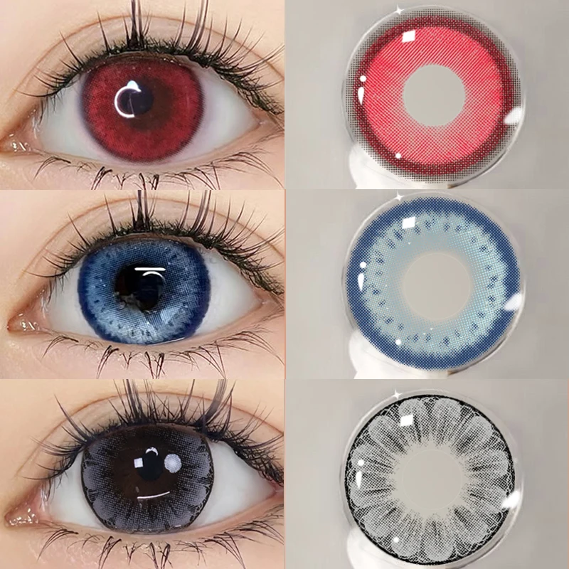 

Цветные контактные линзы YIMEIXI 2 шт., большой диаметр 14,5 ММ, красные, для близорукости, синие, для красивых учеников, серые глаза, линзы для макияжа, бесплатная доставка