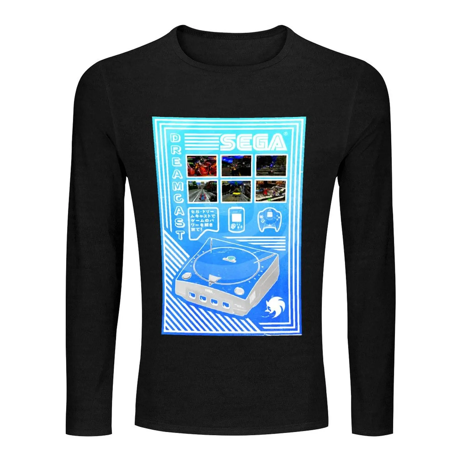 Длинная футболка Sega Dreamcast Vector Design с аниме черная эстетичная одежда мужская