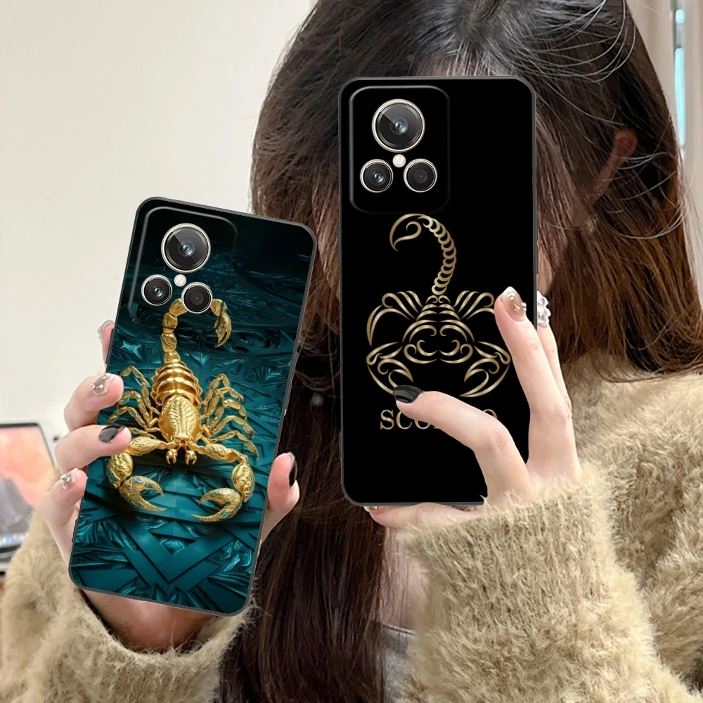Colored Golden Scorpio Mobile Cell Phone Case for Realme GT 2 9i 8i 7i Pro X50 X2 C35 C21 C20 C11 C3 Black Cover Shell