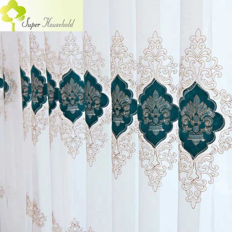 

European Style Velvet Embroidered Tulle Curtains for Bedroom Living Room Gauze Curtain Sheer for Kitchen Window Screens