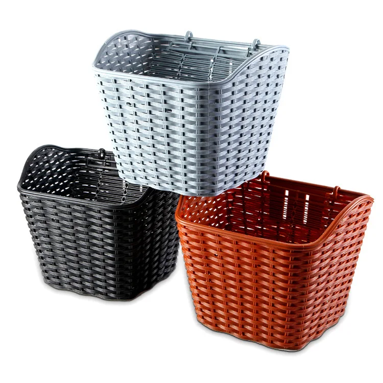 

MTB Road Bike Basket With Leather Belt Bicycle Front Basket Natural Wicker Rattan Bike Storage Basket accesorios para bicicletas