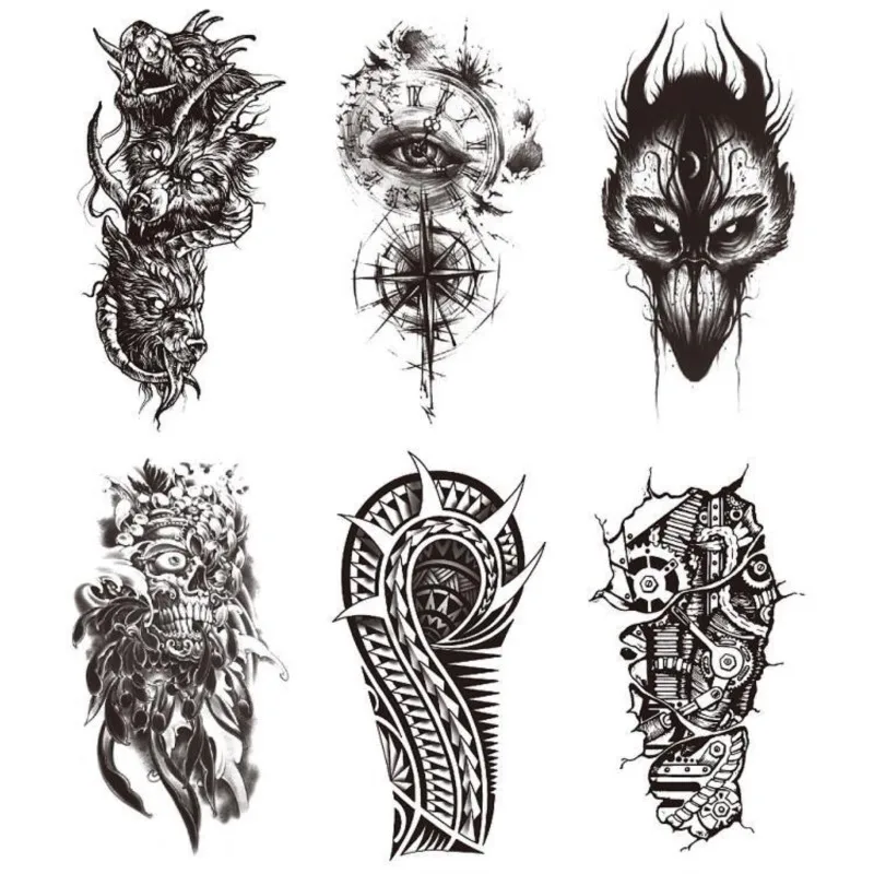 

Totem Mechanical Arm Dark Skeleton Arm Party Funny Temporary Simulation Tattoo Sticker