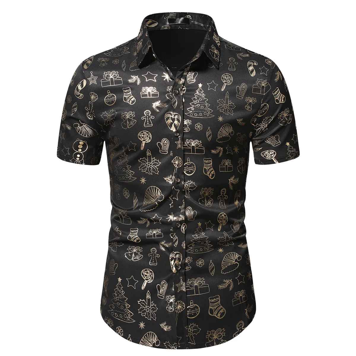 

Mens Casual Short Sleeve Button Up Christmas Shirts Stylish Santa Vacation Dress Shirt Men Xmas Party Stage Shirt Chemise Homme