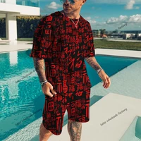 new summer mens tracksuit hip hop chinese style 3d printed oversized t shirts shorts 2piece set mens clothes suit streetwear