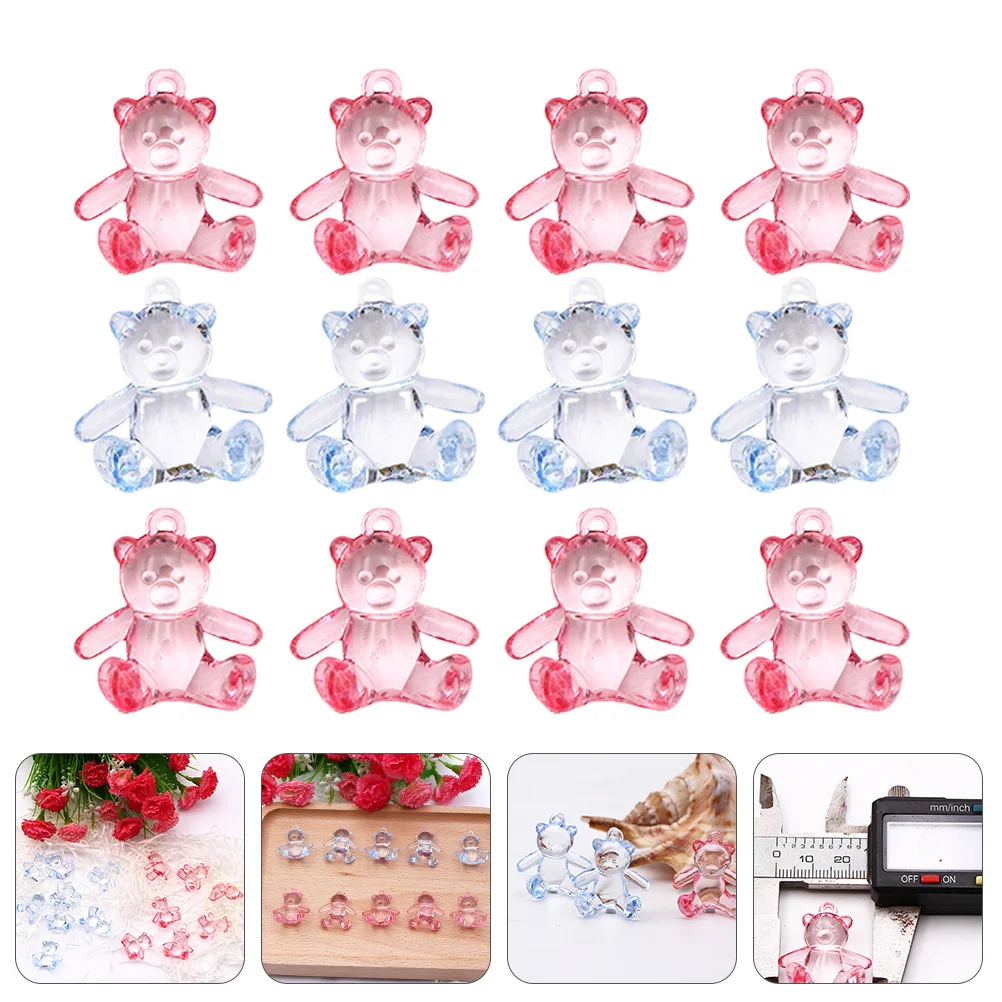 

48 Pcs Acrylic Bear Charm Girl Baby Gifts DIY Shower Photo Frame Charms Boys Pendant