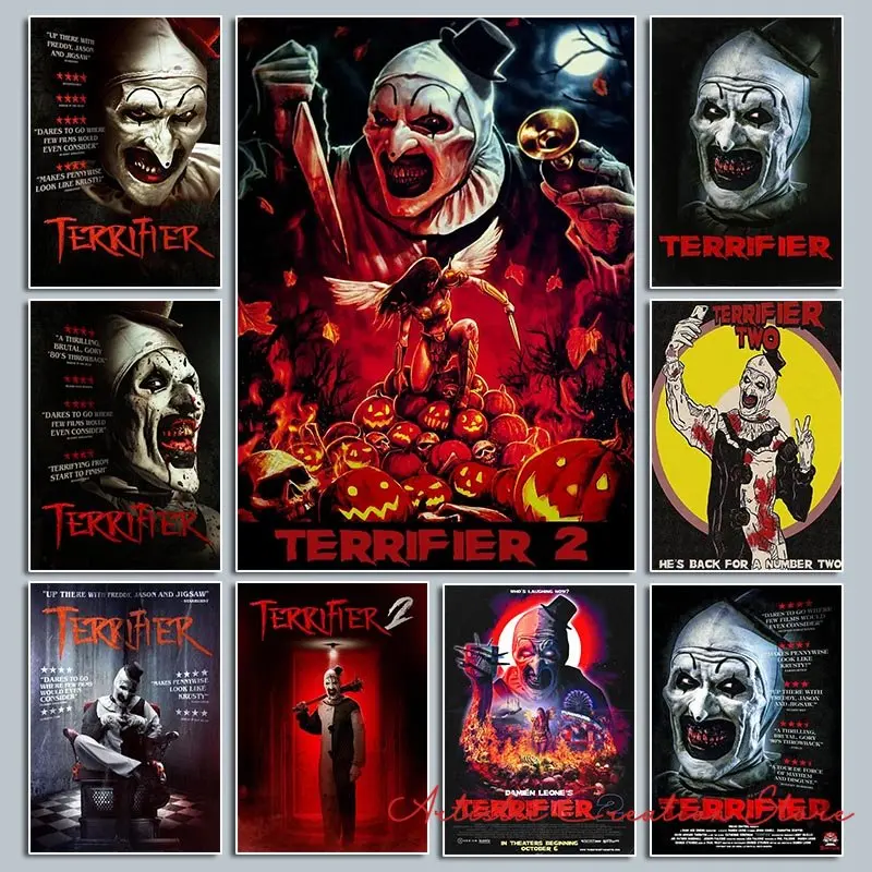 

Terrifier 2 Movie Art The Clown Horror Classic Movie Print Art Canvas Poster For Living Room Decor Home Wall Picture