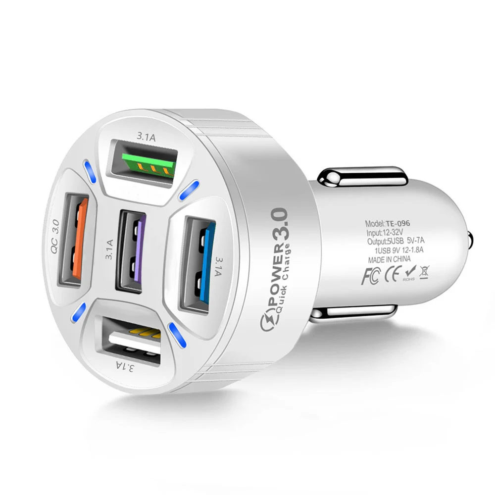 35W QC3.0 Car Charger 5USB Quick Charge Automobile Adapter for Huawei Xiaomi Samsung iPhone iPad images - 6