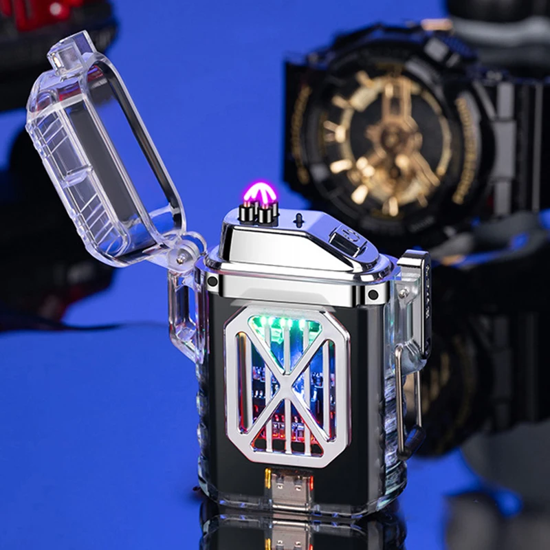 

Плазменная ветрозащитная зажигалка с двойной дугой, зажигалка с USB-зарядкой, прозрачная Водонепроницаемая зажигалка, гаджеты для кемпинга ...