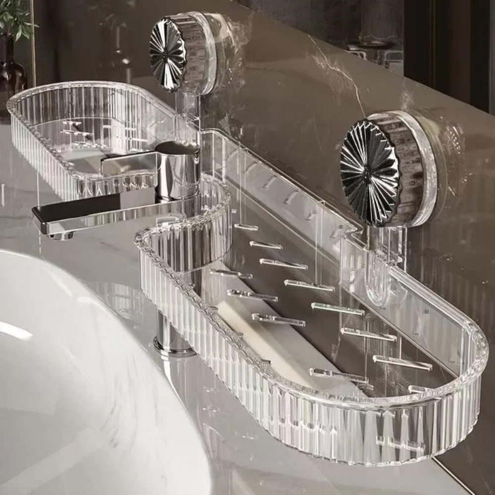 Настенная полка для раковины на присоске, многофункциональные полки для умывальника без перфорации, стойка для смесителя для раковины в ванной комнате