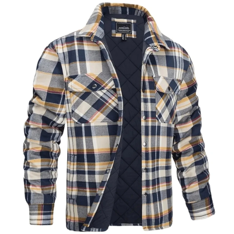 

Men Plaid Shirts Jackets Harajuku Loose Shirts Winter Coats Long Sleeve Basic Casual Fleece Shirts Jackets European Style 5XL