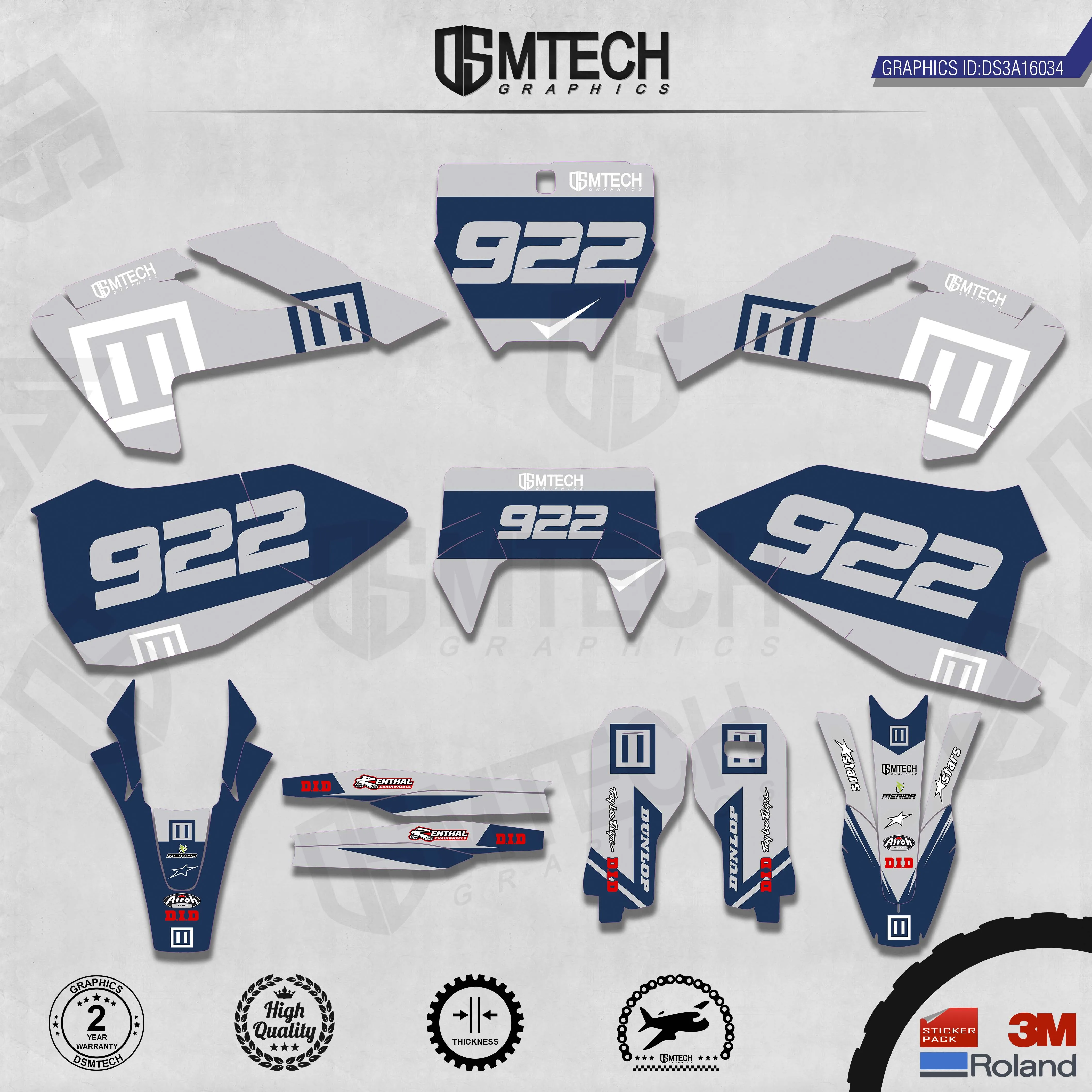 DSMTECH Customized Team Graphics Backgrounds Decals 3M Custom Stickers For TC FC TX FX FS 2016-2018  TE FE 2017-2019  034