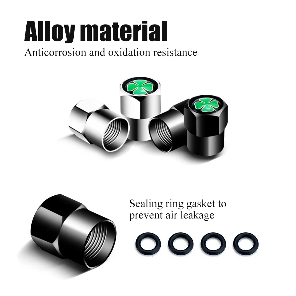 Универсальные колпачки клапанов шин AUTCOAT 4 шт./компл. четырехлистный клевер для