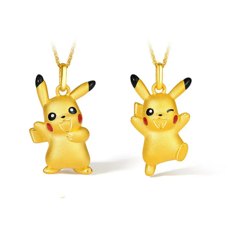 

Pokemon Pikachu Necklace Pendant Cartoon Anime 3D Figure Toys Clavicle Chain Good Luck Jewelry Kids Women Birthday Gift Toys