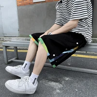 fake two piece sports shorts mens summer korean style fashionable ins hip hop loose all matching straight breasted shorts
