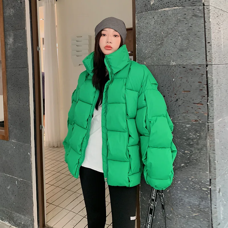 

Winter Parkas for Women Autumn 2022 New Korean Fashion Oversized Coats Plaid Puffer Jacket Thicken Warm BF Outerwear