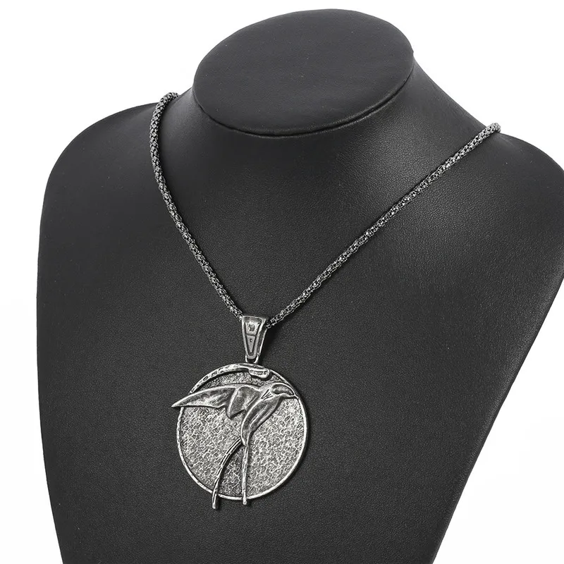 Винтажное готическое Ожерелье Подвеска волшебника голова Волка Птица Форма