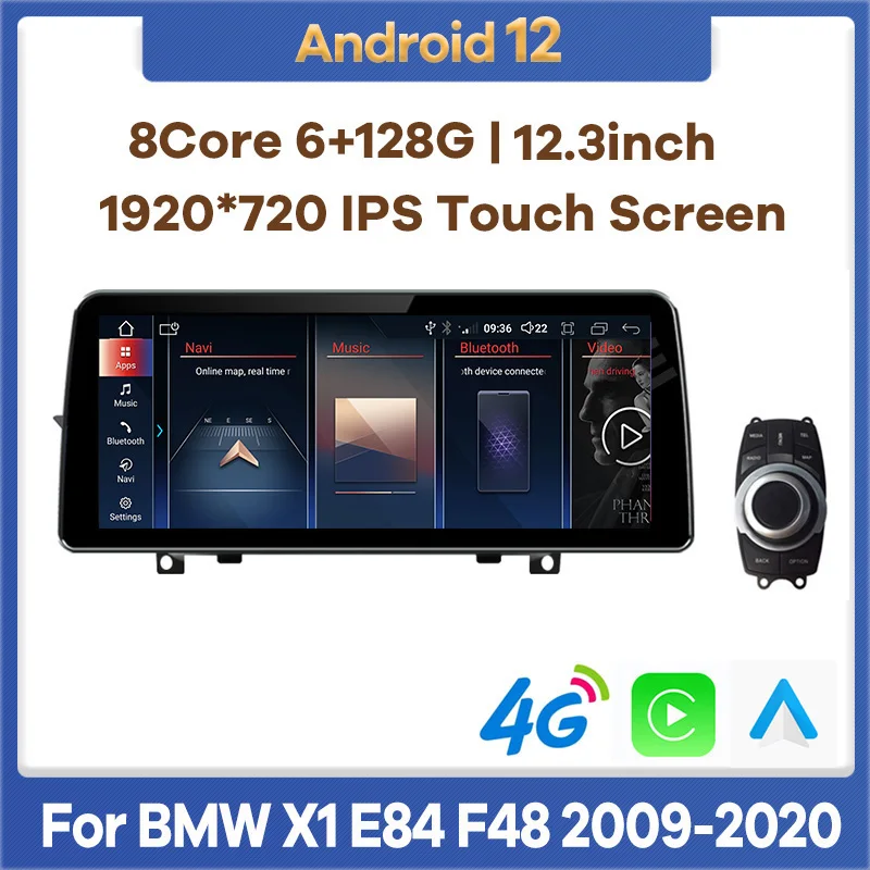 

Автомобильный мультимедийный плеер, плеер на Android 12, с GPS, для BMW X1, E84, F48, 12,3-2009, с экраном 2020 дюйма