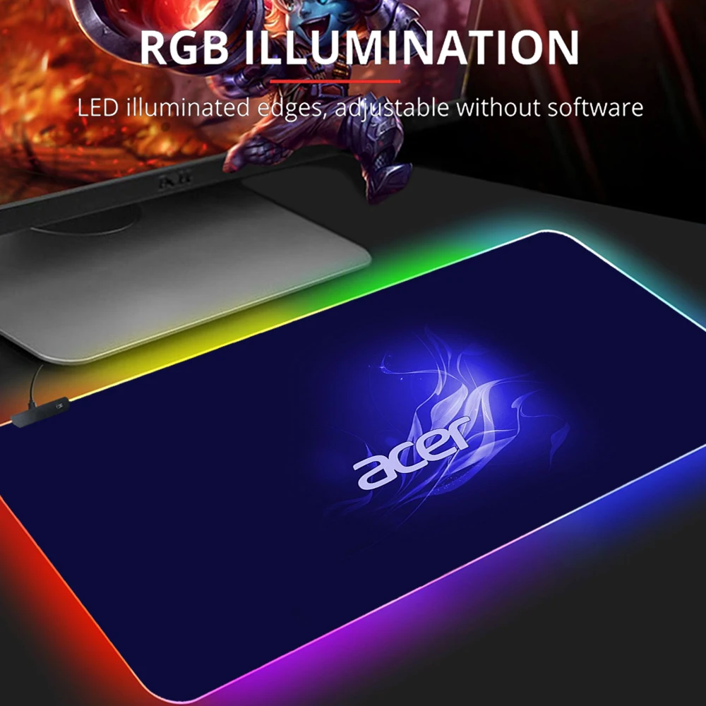 

Коврик для мыши Acer Predator, коврик для мыши, аниме аксессуары для игр, RGB коврик для мыши, настольные коврики, коврик для Ларго, Подсветка клавиат...