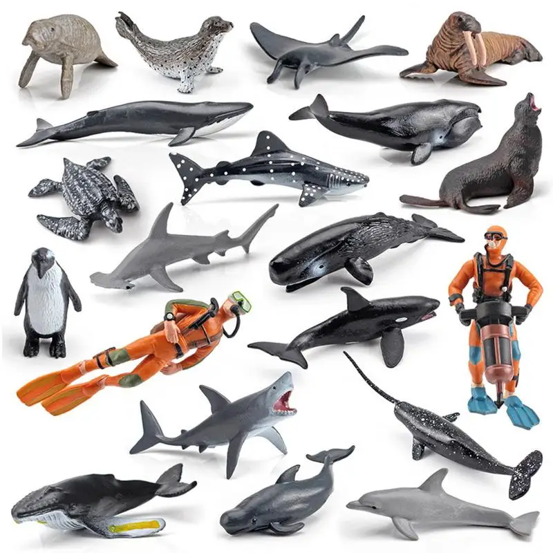 

Realistic Ocean Animals Figurines 20-Pack Cake Topper Toy Set With Sharks Whales Octopus Blue Shark Walrus Sea Lions Desktop