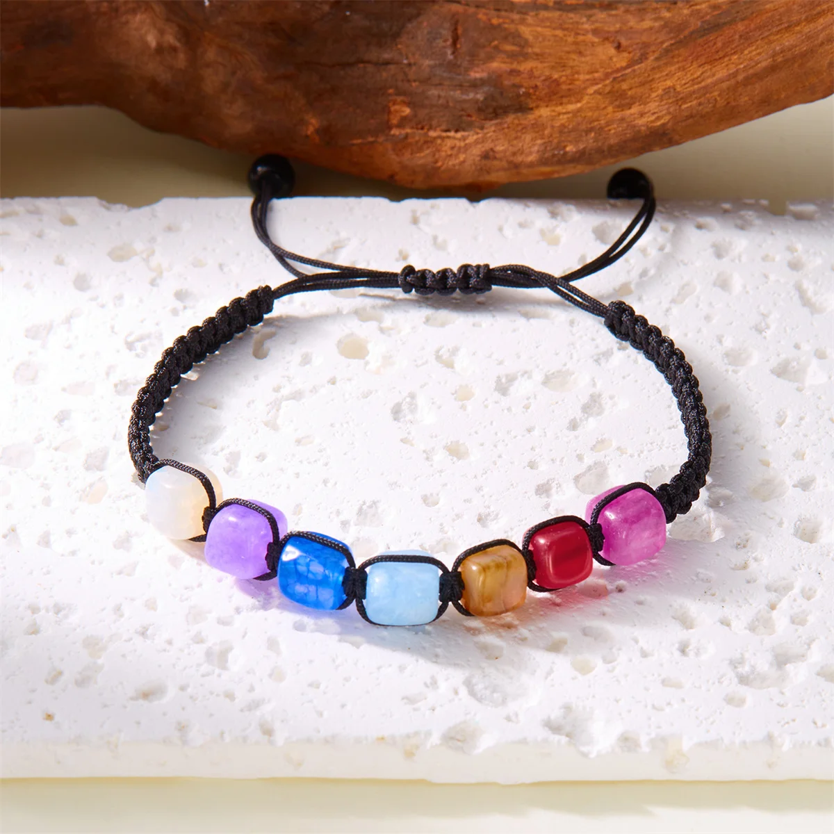 7 дюймов браслеты из натурального камня для женщин и мужчин плетеный браслет