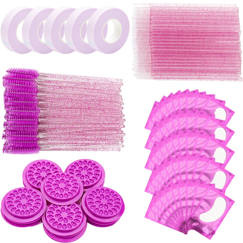 Eyelash Extension Supplies Set Grafting Lashes Microbrush Eye Gel Pad Patch Tape Disposable Mascara Wand Makeup Brushes Tools