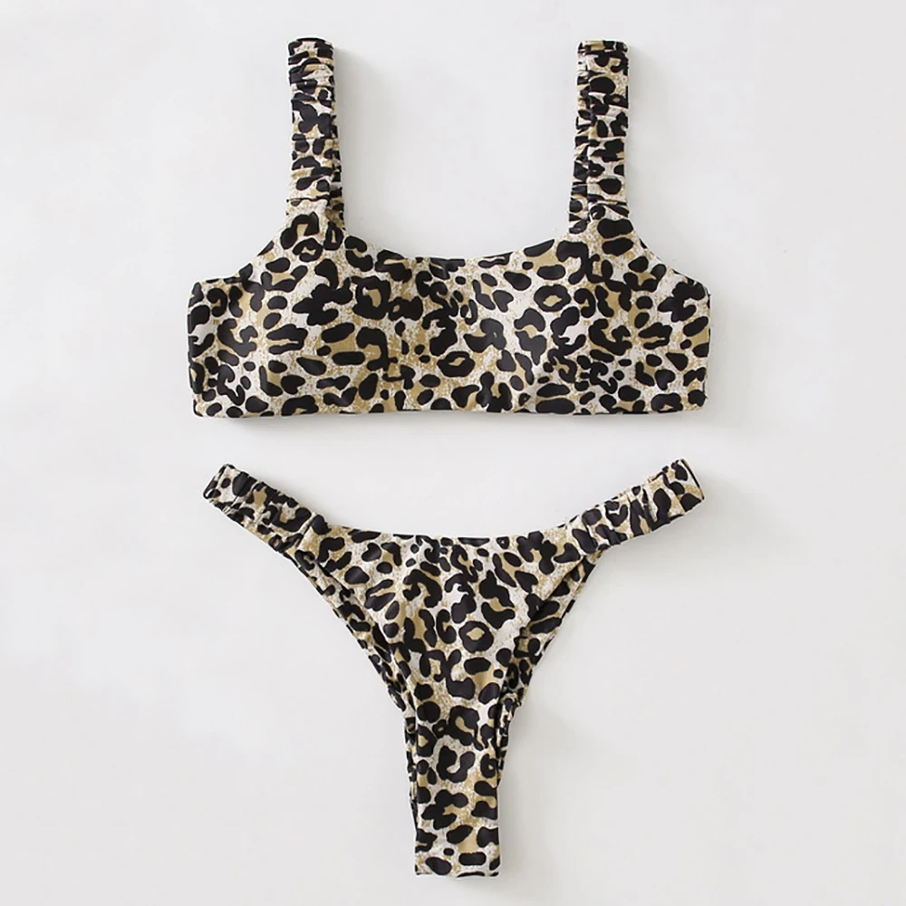 

Sexy Bikini Women Lace Up Bandage Bikinis Push Up Thong Swimsuit Female Bathers Bathing Suit Leopard Bikinis Swimwear Biquini