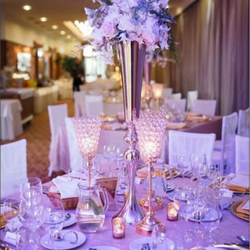 

2018 Lastest 88cm Silver Or Gold Wedding Flower Vases Table Centerpiece 10 pcs/lot