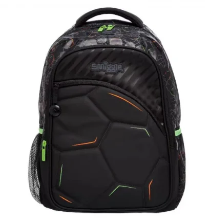 

Australia Original Smiggle Children's Schoolbag Boys Primary School Backpack Black Football PU Waterproof Korean 7-12 Years 16L