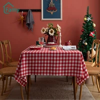 tablecloth for table christmas decorative table cloth happy new year red white plaid cotton linen rectangular bbq party decor