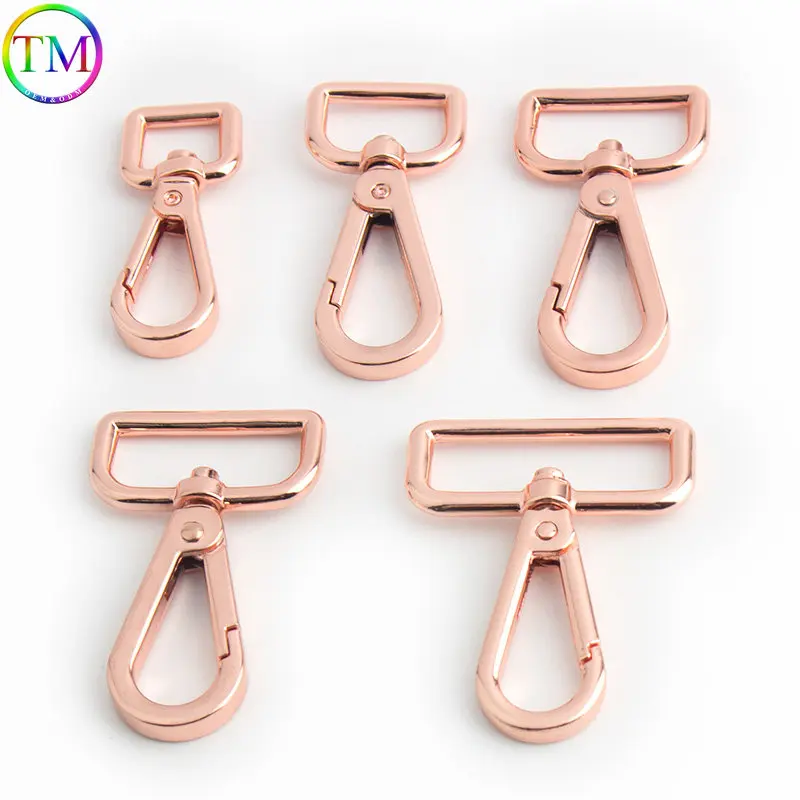 13mm 20mm 25mm 38mm Rose Gold Metal Leather Belt Swivel Trigger Lobster Clasp Clip Snap Hook Buckle For Crochet Bag Hardware