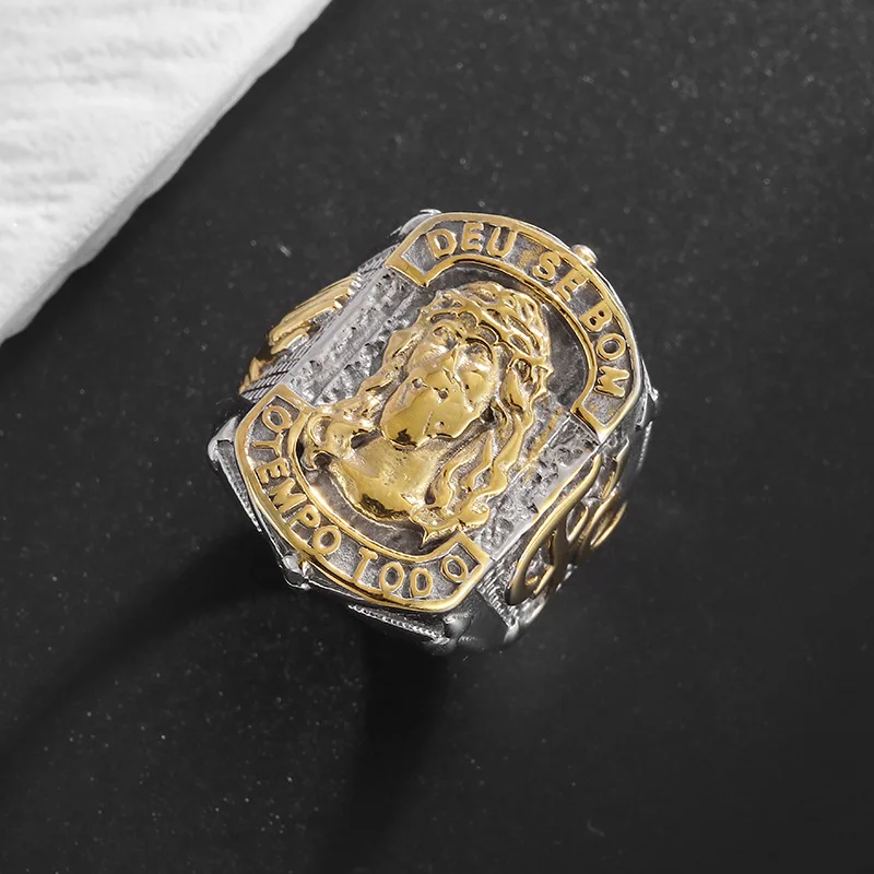 Мужское кольцо из нержавеющей стали-Иисус Молитва-хип-хоп