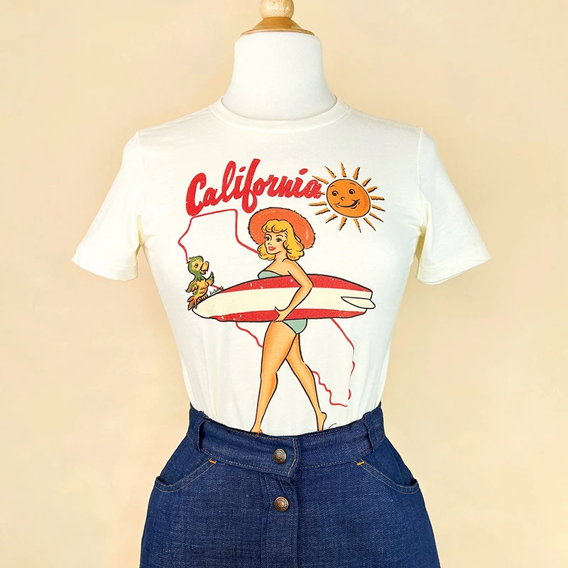 

California Vacation Women Ringer T-shirt Harajuku Summer Fashion Vintage Inspired Aesthetic T Shirts Female Short Sleeve Tops