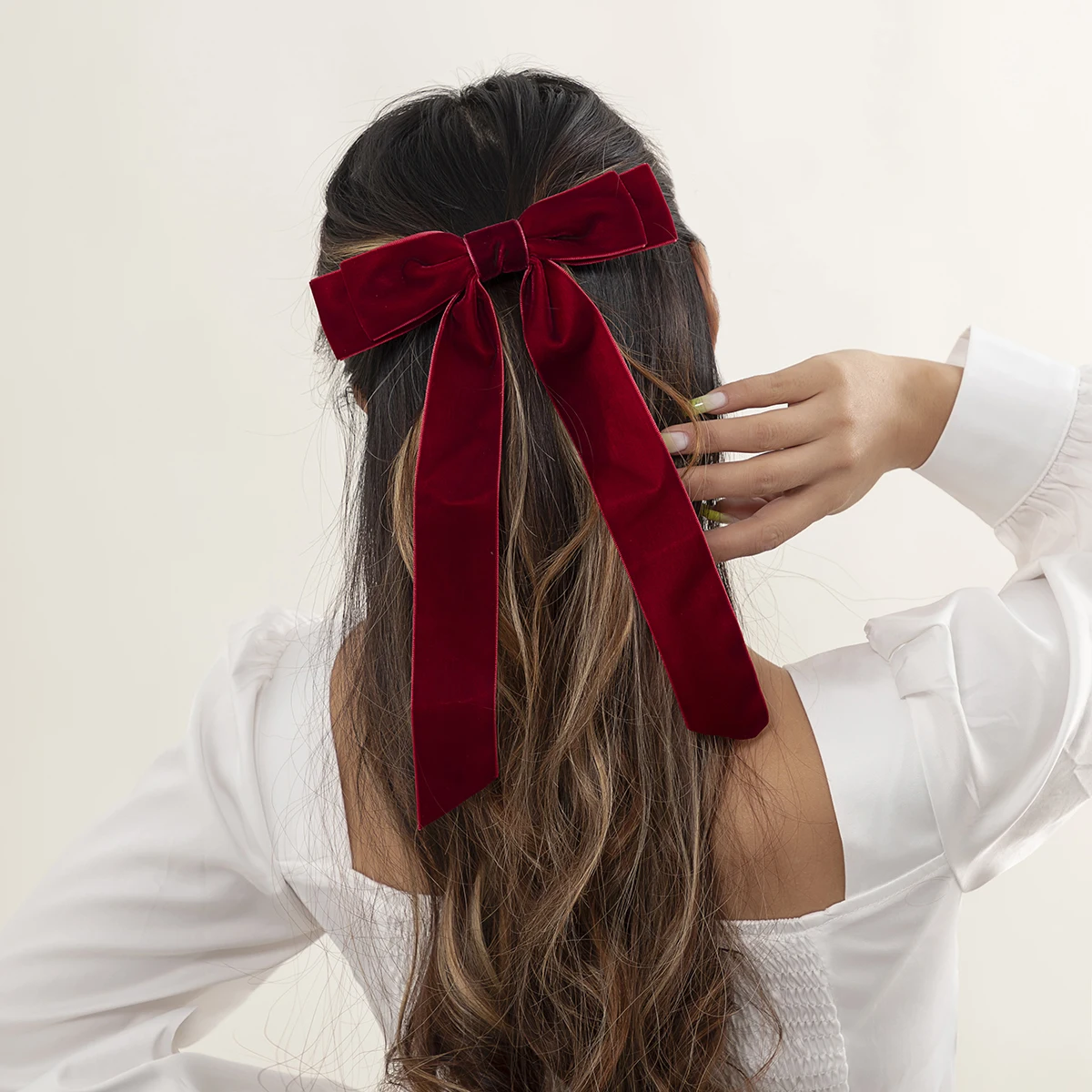 

Lacteo Vintage Black Big Large Velvet Bow Hair Clip For Women Girl Wedding Long Ribbon Korean Hairpins Barrette Hair Accessories